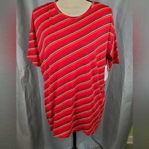 NWT Lularoe Irma, red  orange, green stripes, size XXS